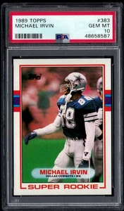 1989 TOPPS RC #383 MICHAEL IRVIN HOF -COWBOYS- PSA 10 GEM MINT ROOKIE  #48658587 - Picture 1 of 2