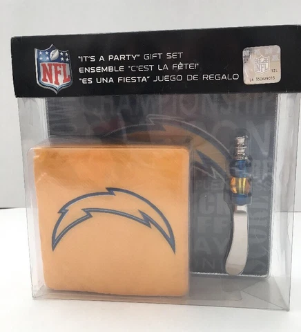 Los Angeles Chargers It's a Party Gift Set NFL Napkin Knife Spreader Glass Plate Cover