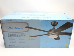 52" Kichler 330174NI Starkk LED Ceiling Fan Brushed Nickel w Silver/Walnut Blade - Picture 1 of 6