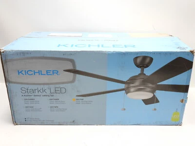 52" Kichler 330174NI Starkk LED Ceiling Fan Brushed Nickel w Silver/Walnut Blade - Image 1 of 4