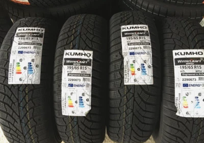 4x ( 1 Satz) 195/65 R15 91T Kumho WP52 Winterreifen Schneeflocke (C/B/72) NEU - Bild 1 von 2