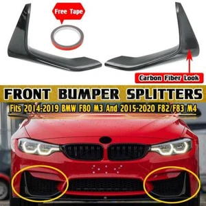 For 15~18 BMW M3/M4 F80 F82 Carbon Fiber Front Lower Bumper Splitter Spoiler Lip - Picture 1 of 9