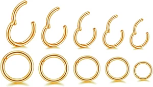 16G Surgical Steel Hinged Clicker Segment Nose Rings Hoop Helix Cartilage Daith - Picture 1 of 12