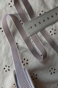 BROWN & WHITE Horizontal Striped Grosgrain 100% Poly 10Met 12mm Wide Cherry H4A - Picture 1 of 3