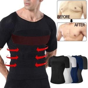T-shirt uomo body shaper dimagrante gilet addome compressione allenamento canottiere - Foto 1 di 25