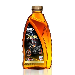 Ultra1Plus 10W-40 Full Synthetic Motorcycle Oil API SN JASO MA2 – 1 Quart - Picture 1 of 12