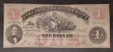 1862 $1 Virginia Treasury Obsolete Currency Note