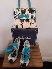 RARE Ruby Shoo Willow inAqua/Floral Size 7  &Santiago bag New