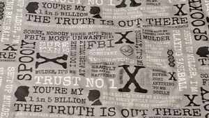Cotton Woven Fabric X Files Tv Show Mulder Scully Sewing 48"X38" - Picture 1 of 2