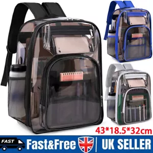 Clear Transparent Large Backpack Waterproof Travel School Bag Work Rucksack Good - Picture 1 of 24