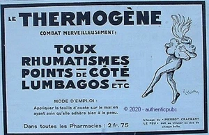PUBLICITE THERMOGENE MEDICAMENT PIERROT SIGNE CAPPIELLO DE 1925 FRENCH AD PUB - Picture 1 of 1
