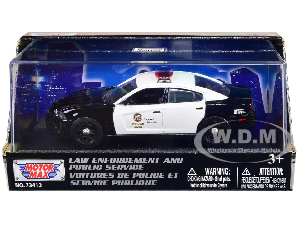Motormax 79466 2011 Dodge Charger Pursuit Black and White LAPD 1/43
