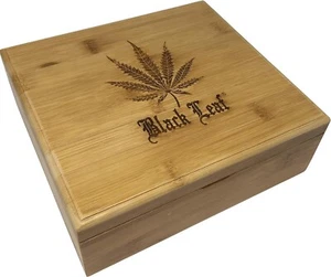 Black Leaf Bamboo Rolling Box II with 3-Part Pollen Box (Leaf) - Foto 1 di 6