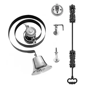 Victorian Butlers Bell Kit c/w Black Cast Iron Pull, Rope Chrome Bell & Pulleys - Picture 1 of 1