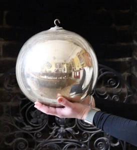 Early 20th Century Large Foxed Mercury Mirror Witches Hanging Ball Curio - Picture 1 of 6