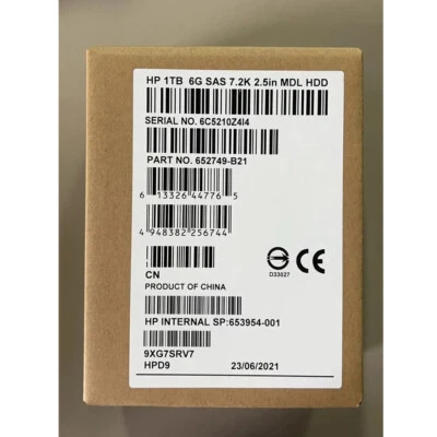 HPE 652749-B21 653954-001 1TB SAS 7.2K 6Gb 2.5" SFF G8 G9 Server HDD Hard Drives - Image 1 of 4
