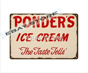 Ponder's ice cream retro tin sign metal  artwork antique-style plaque - Picture 1 of 2