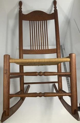 Antique Rocking Chair Child Size 39” Tall X 14.5” X  27” Deep Cover