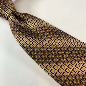 Corbata Stefano Baggio Para Hombre Plateada Amarilla Negra Geométrica 100% Seda 3 7/8 x 61 - Imagen 1 de 6