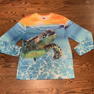 Island Planet Mens Large Long Sleeve Sea Turtle Ocean AOP Shirt, Polyester - Picture 1 of 9