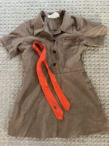 Vestido Marrón Uniforme Brownie Vintage Oficial Niña Scout con Corbata Talla 6 Pequeño - Imagen 1 de 3