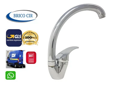 Rubinetto Miscelatore Monocomando Lavello Cucina Cromato Canna Alta Rotante 8411