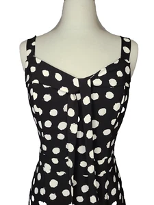 Review Dress Womens 10 Pencil Black Polka Dot Tie Front - Picture 1 of 20
