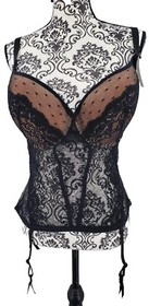 Frederick's of Hollywood Arielle Black Tan Lace Corset Bustier Plus Size 2x New