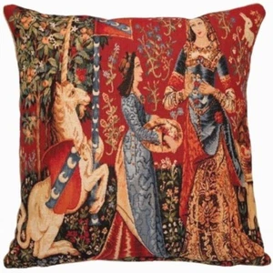 LADY & UNICORN 5 SENSES SERIES, THE SMELL 18" TAPESTRY CUSHION COVER WITH ZIP - Picture 1 of 5