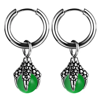Pendientes colgantes de aro de acero inoxidable con bola gótico gótico garra de dragón para hombres y mujeres 2 un. Foto 1 de 4