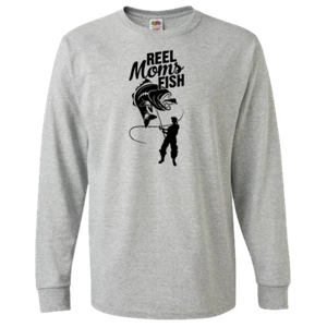 Reel Moms Fish Adult Long Sleeve Tee Unisex Gift for Mothers Who Love Fishing - Picture 1 of 6