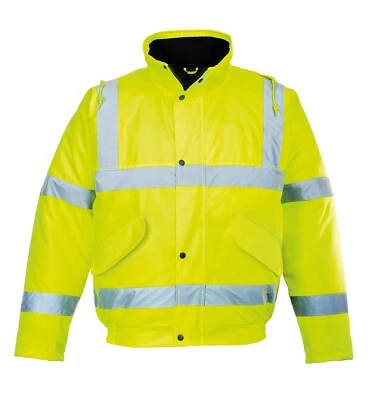 PERSONALIZADO IMPRESO PORTWEST HI Vis Chaqueta de Bombardero Impermeable Abrigo de Seguridad PW001 Foto 1 de 4