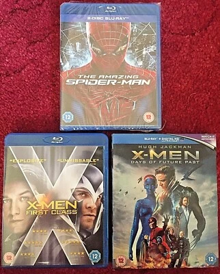 AMAZING SPIDER-MAN & 2 X-MEN Blu-Ray 3 Marvel Movie Lot 2011-14 AS NEW 1 SEALED! - Image 1 of 4
