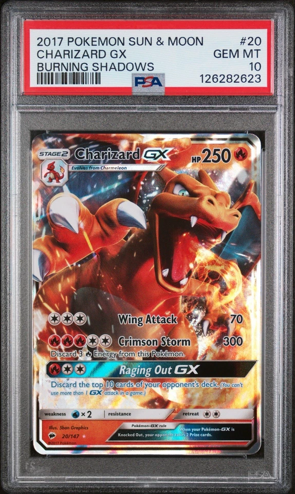 2017 POKEMON SUN & MOON BURNING SHADOWS #20 CHARIZARD GX PSA 10 - Image 1 of 4