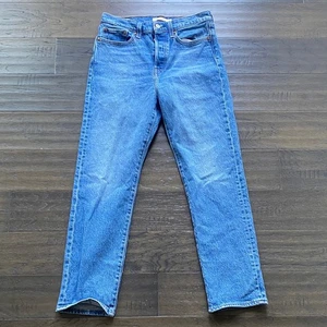 LEVIS Wedgie Straight Jean Womens Sz 28 Light Wash Jean Button Fly - Picture 1 of 7