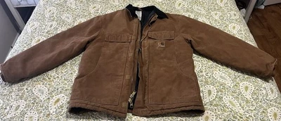 VTG Mens Size L Carhartt Chore Work Jacket C26 BRN Canvas Quilted Liner - Image 1 of 4
