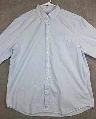 Vineyard Vines Murray 鲸鱼衬衫纽扣领男式 XL 蓝色 WH 针条纹 — 第 1/4 张图片