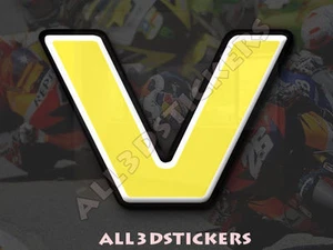 Adesivi Resinati Lettera V 3D Colore Giallo Dimensione 75mm - Picture 1 of 1