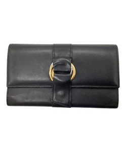 Cartier Trinity Tri-fold Long Wallet Purse Black Gold Hardware Leather Women's - Picture 1 of 10