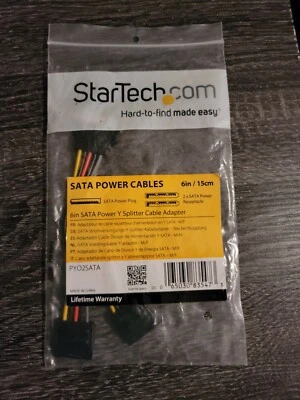 New StarTech.com 6in SATA Power Y Splitter Cable Adapter, PYO2SATA, 6" / 15cm - Image 1 of 2