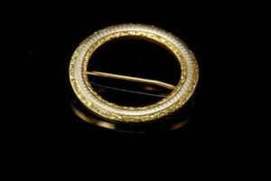 ANTIQUE ART DECO KREMENTZ 14K YELLOW WHITE GOLD LINGERIE BROOCH PIN D137-07 - Picture 1 of 5