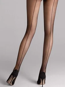 Wolford Individual 10 Back Seam Tights Stockings with Seam Black - Picture 1 of 5