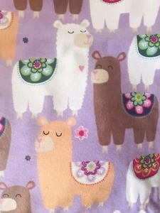 Llama Alpaca Fabric Flower Cotton FLANNEL Fabric BTY 36”x42” Lavender - Picture 1 of 2