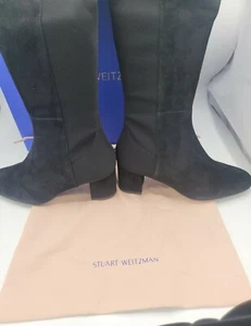 Stuart Weitzman Gillian 60 Suede City Boots Black Size 8 Retails $750 Brand New - Picture 1 of 8