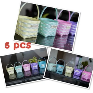 5 Pcs Weave Basket Storage Bins Portable Weave Storage Boxes whit Handles - Picture 1 of 9