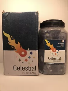 High Luster, 1/2" Reflective Tempered Fire Glass in Meridian Blue | 10 Pound Jar - Picture 1 of 3