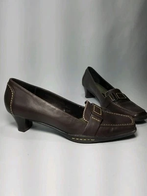 Mocassins sapatos femininos aerossóis conforto couro marrom tamanho 6M - Imagem 1 de 4