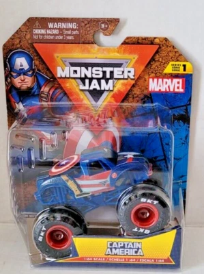 Monster Jam Marvel Captain America 1:64 Scale Diecast Truck Spin Master 2024 - Image 1 of 3