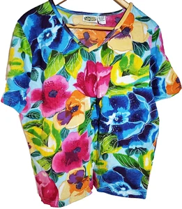 Womens Size Medium Short Sleeve Pullover Cotton Top - Picture 1 of 1