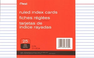 Mead Ruled Index Cards, 5 X 8 Inches (63580), White, 25 EA - Picture 1 of 2